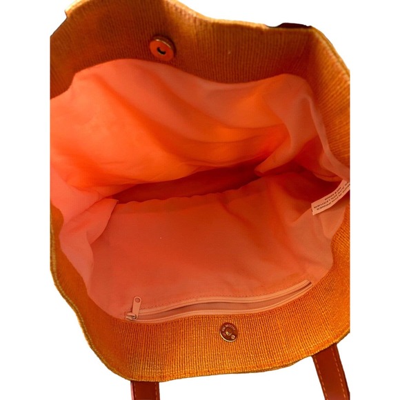 Leather and Fine‎ Jute Woven Tote Shoulder Bag Gorgeous Detail EUC - Picture 9 of 13